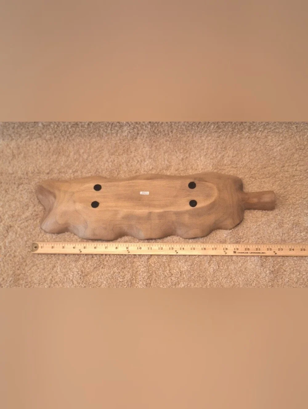 Hand-Carved Wooden Leaf Serving Tray in Natural Brown